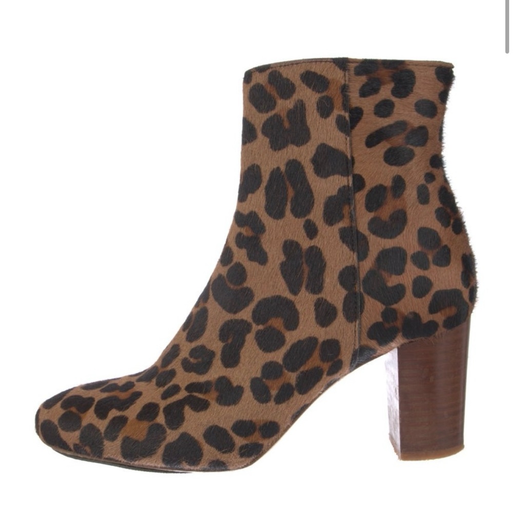 Sezane Leopard Ponyhair Ankle Boots